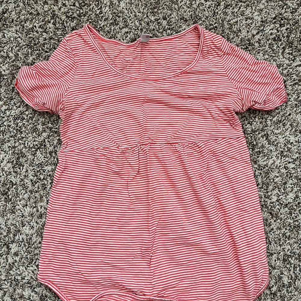Orange and white maternity top